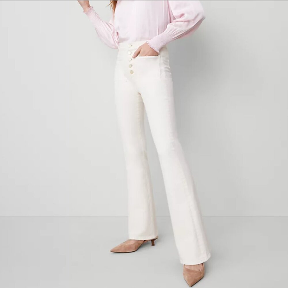 Ann Taylor Patch Pocket Flare Jean Ivory